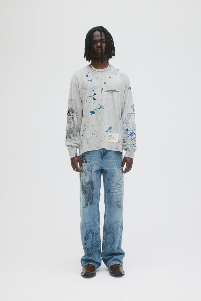 domrebel CRUSHED LONG SLEEVE T-SHIRT Heather Grey