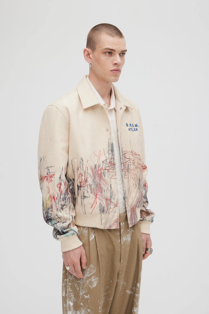Domrebel DRAFTING BOMBER JACKET Ivory