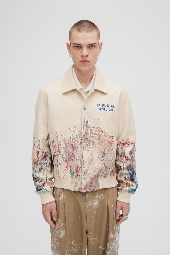 Domrebel DRAFTING BOMBER JACKET Ivory