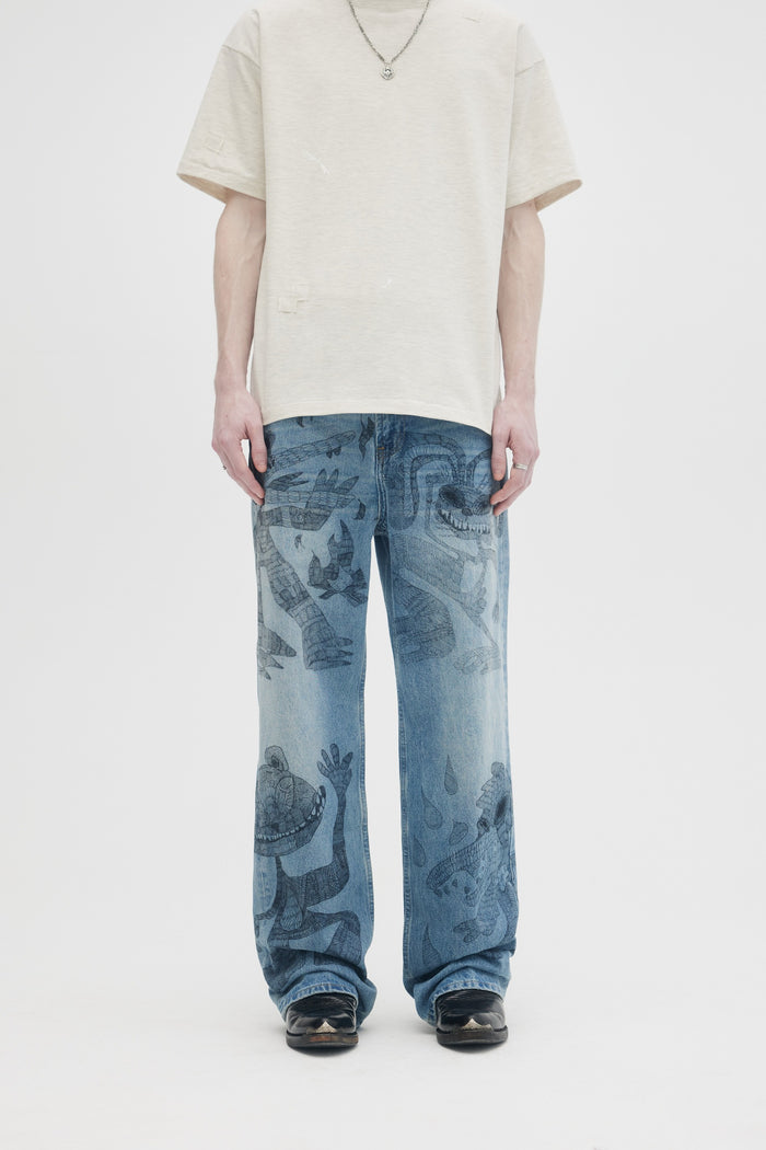 domrebel HAO BOOTCUT JEANS Mid Blue