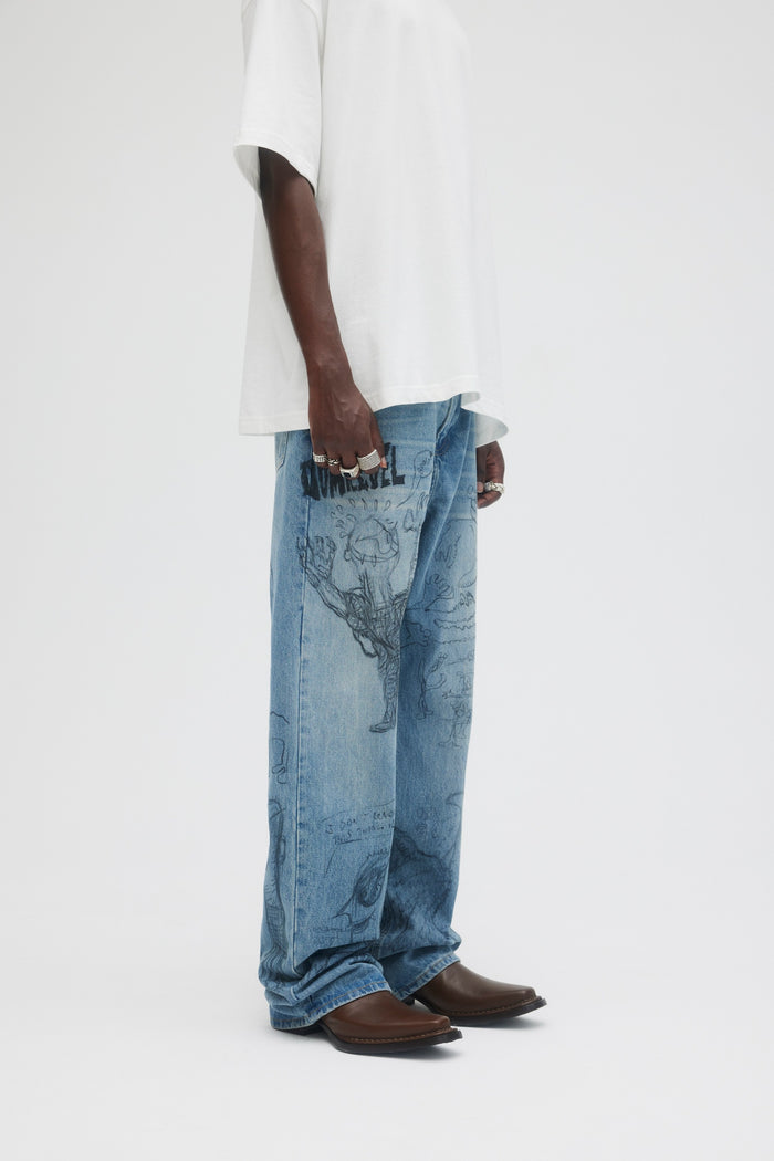 Domrebel HOMEWORK BOOTCUT JEANS Mid Blue