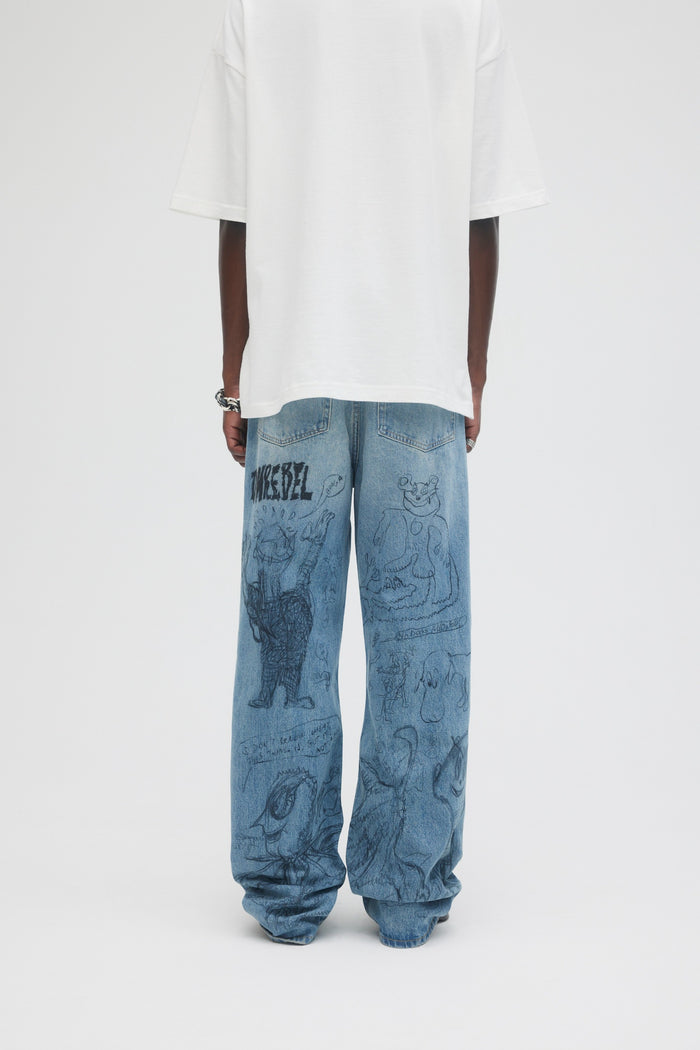 Domrebel HOMEWORK BOOTCUT JEANS Mid Blue