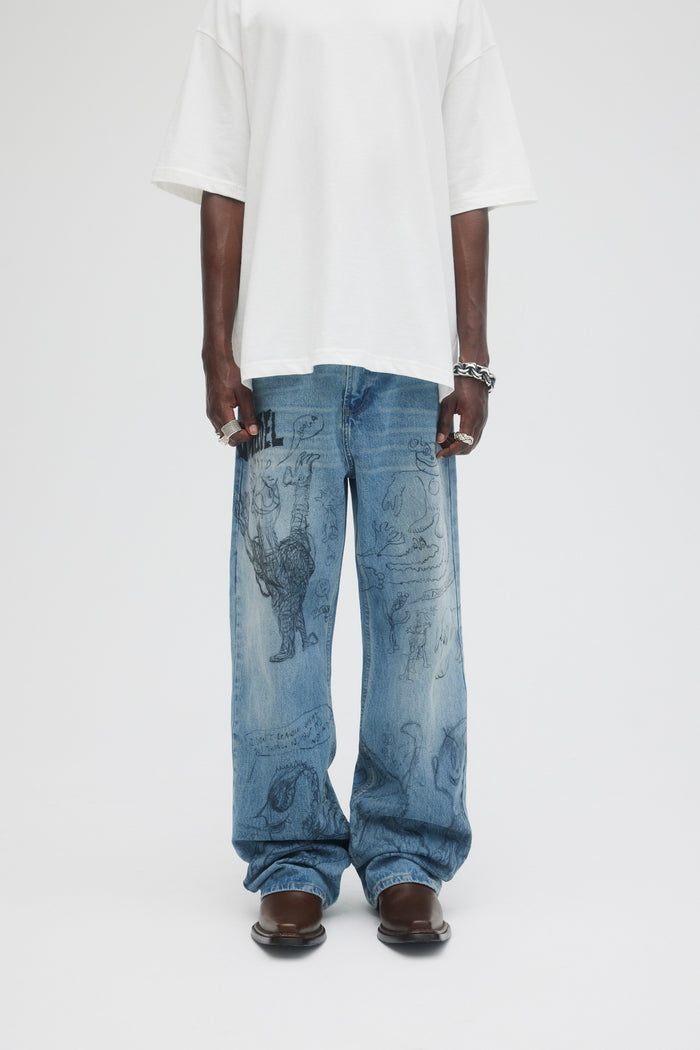 domrebel HOMEWORK BOOTCUT JEANS Mid Blue