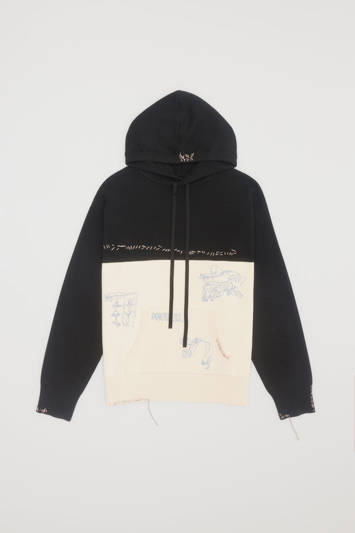 Domrebel NOTEBOOK KNIT HOODIE Black
