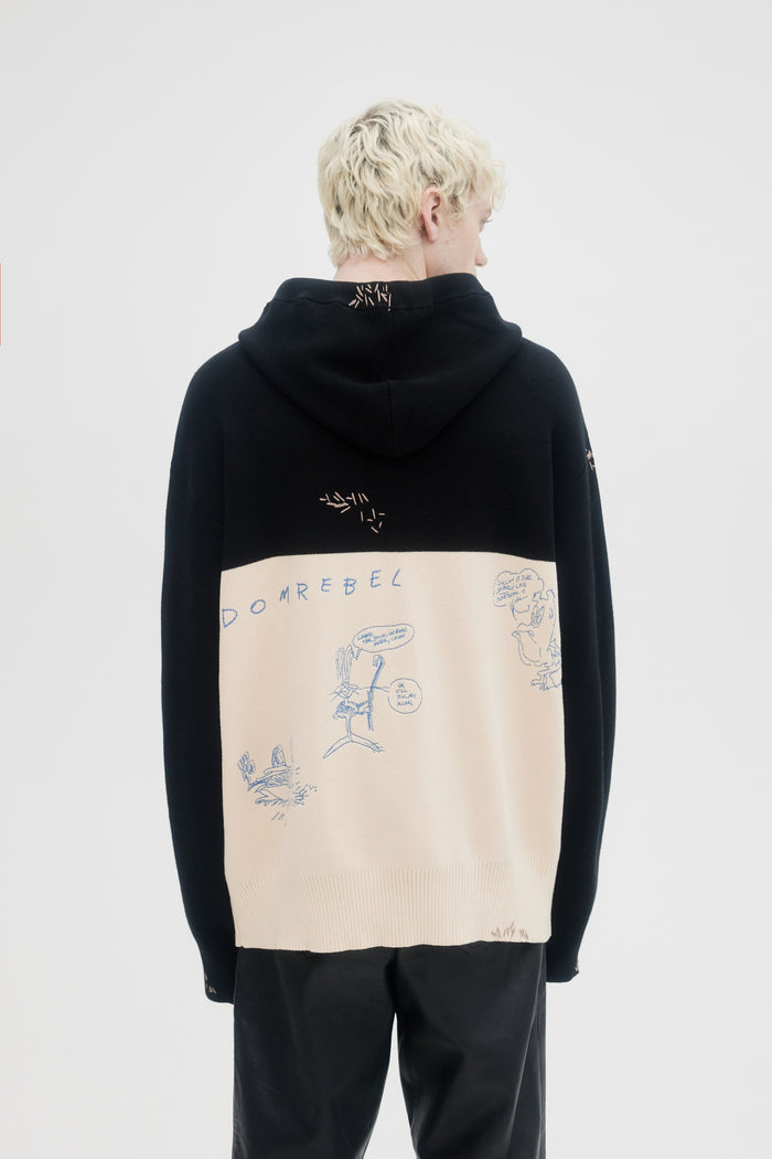 Domrebel NOTEBOOK KNIT HOODIE Black