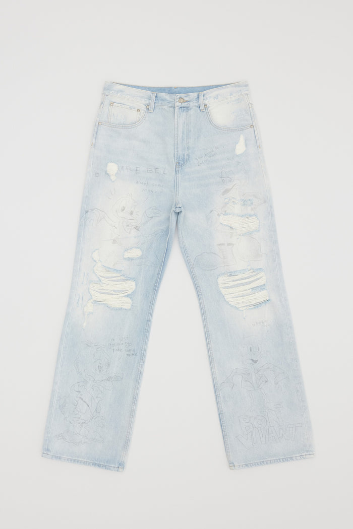 Domrebel QUACK BOOTCUT JEANS Light Blue