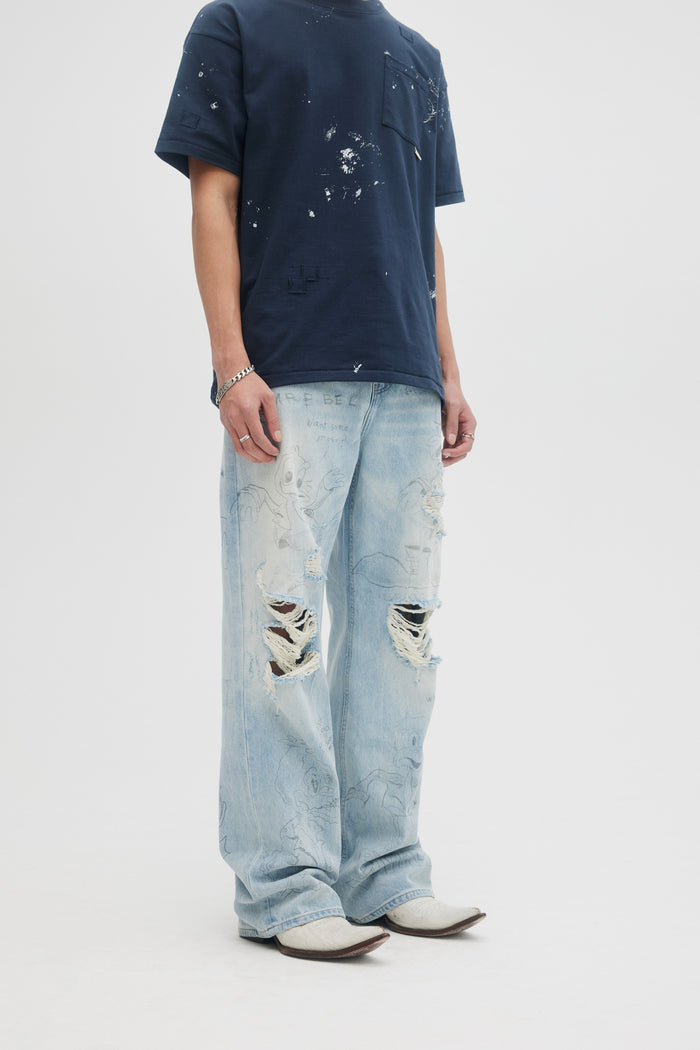 Domrebel QUACK BOOTCUT JEANS Light Blue
