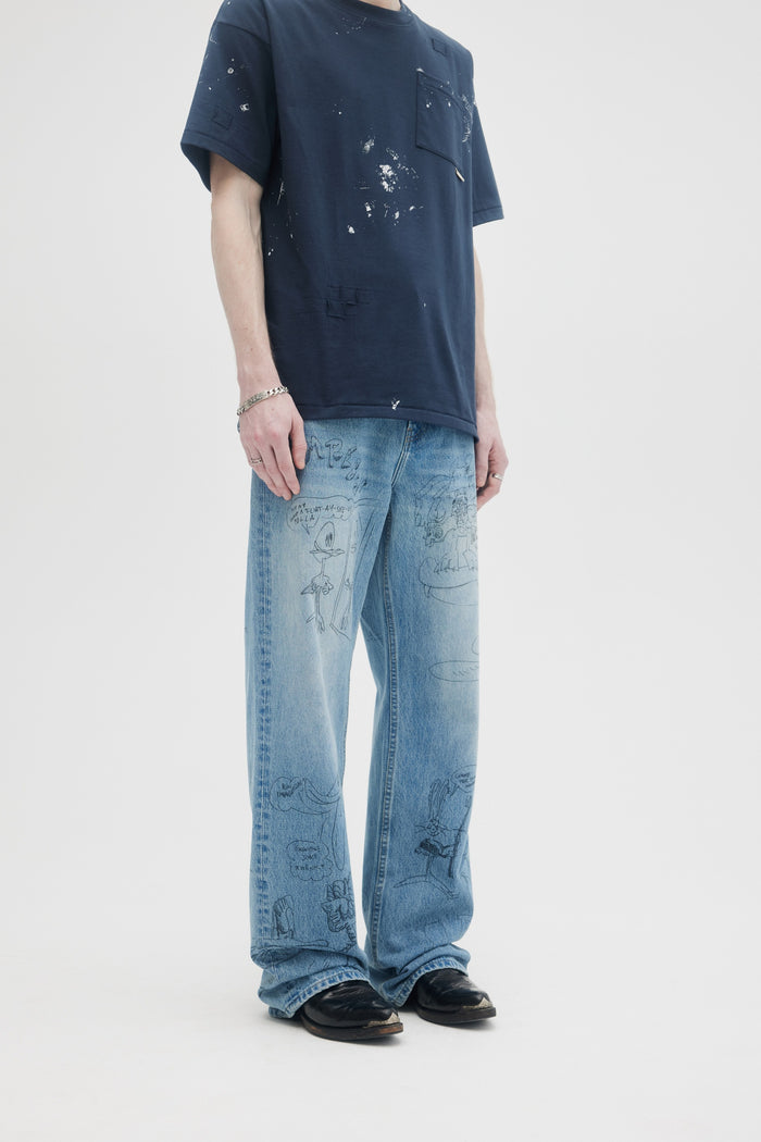 Domrebel SCRIBS BOOTCUT JEANS Mid Blue