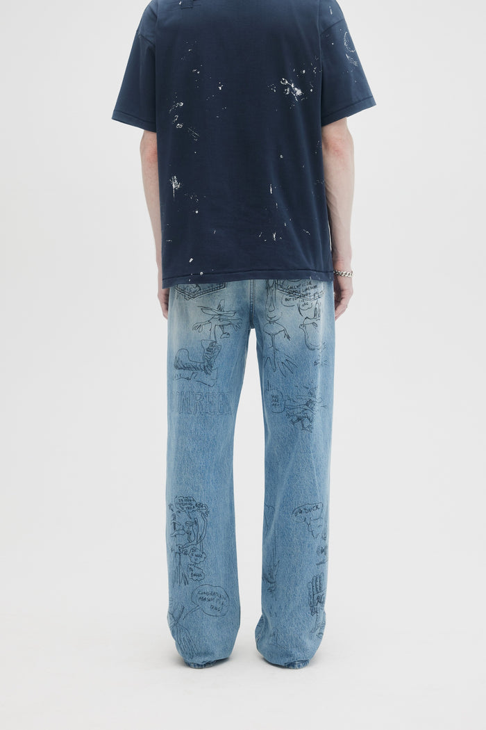 Domrebel SCRIBS BOOTCUT JEANS Mid Blue
