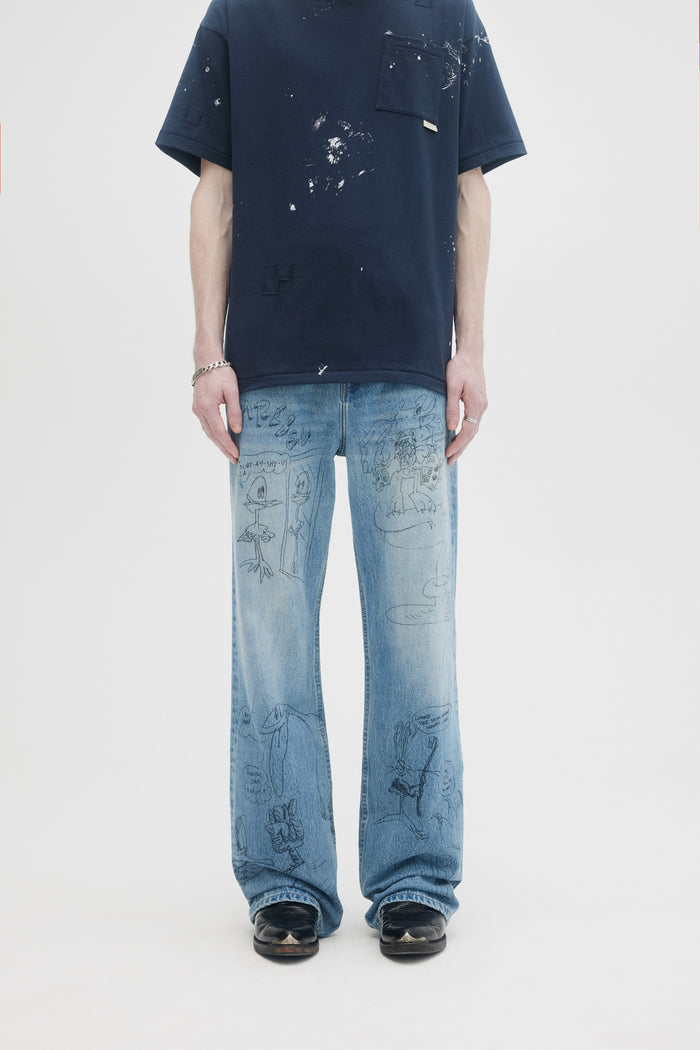 domrebel SCRIBS BOOTCUT JEANS Mid Blue