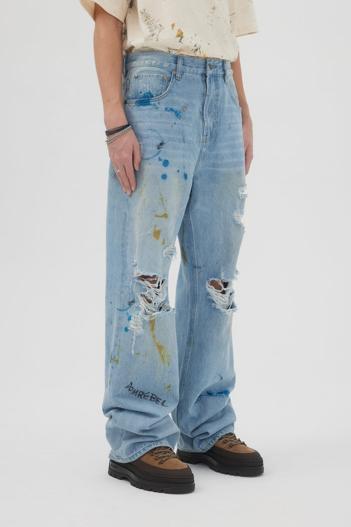Domrebel SCUFF BOOTCUT JEANS Light Blue