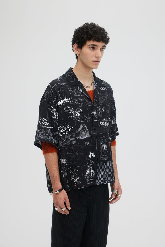 Domrebel STORIES CAMP COLLAR SHIRT Black