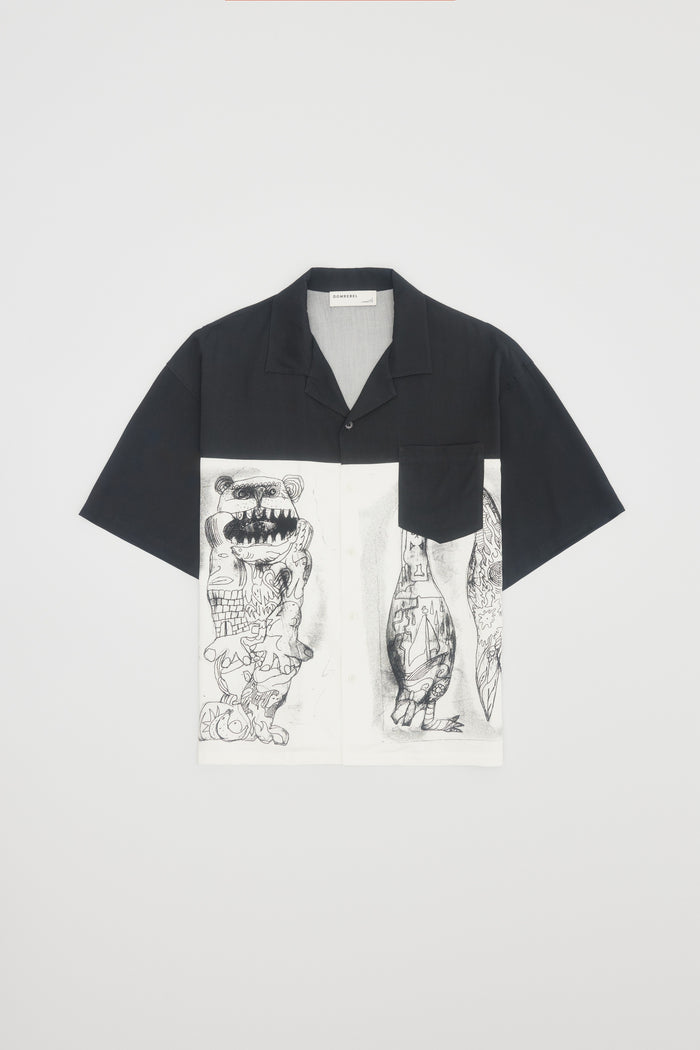 Domrebel STRIP CAMP COLLAR SHIRT Beige