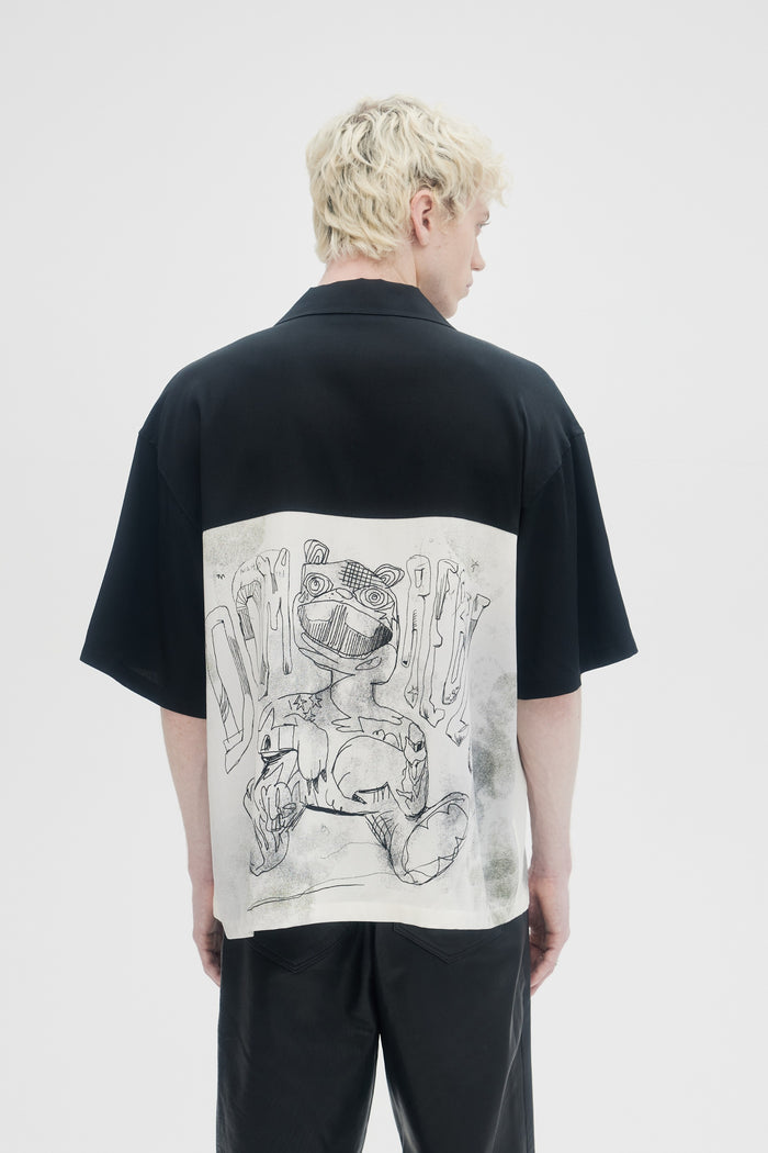 Domrebel STRIP CAMP COLLAR SHIRT Beige