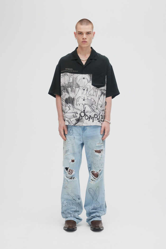 domrebel THERAPY CAMP COLLAR SHIRT Black