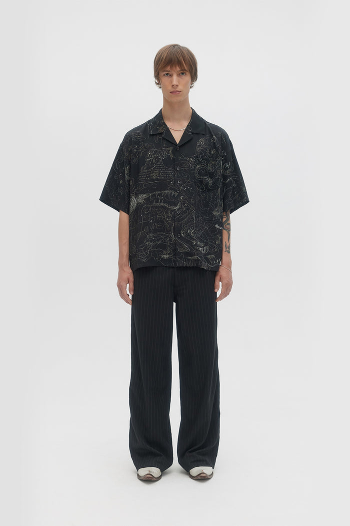 Domrebel UTOPIA CAMP COLLAR SHIRT Black