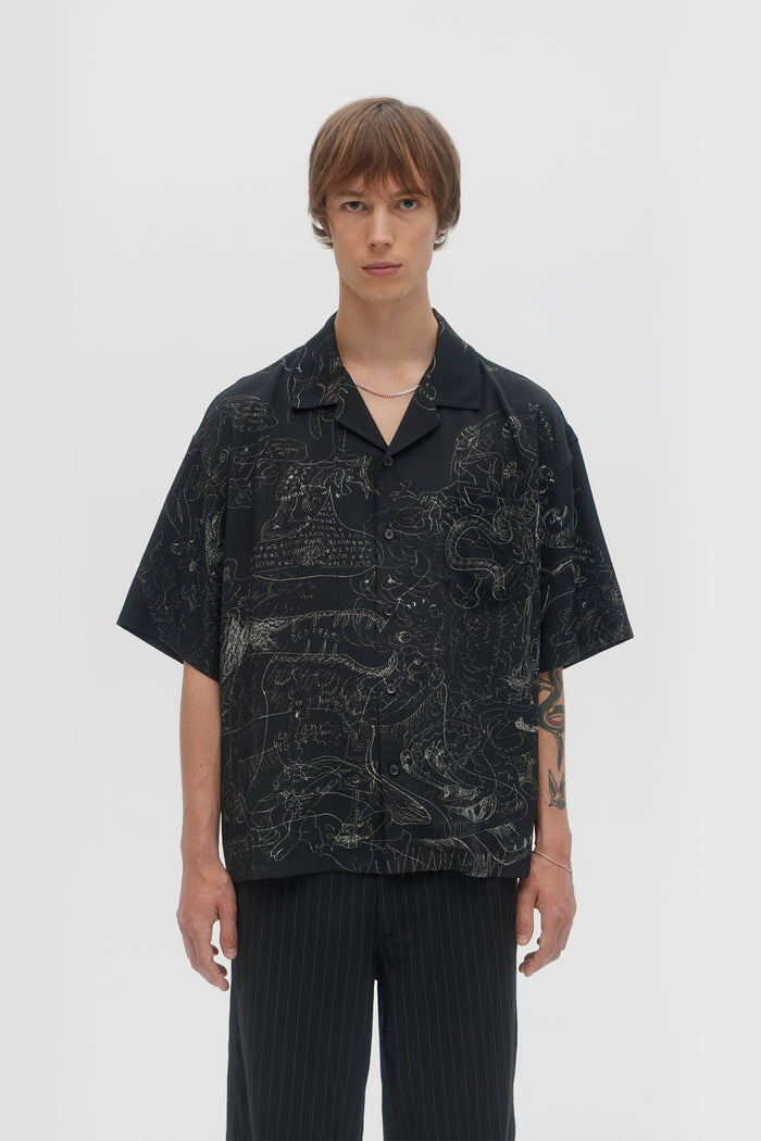 Domrebel UTOPIA CAMP COLLAR SHIRT Black