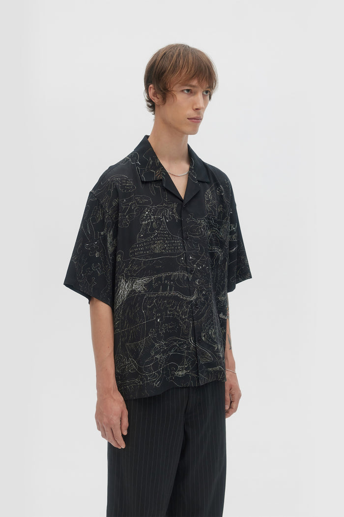 Domrebel UTOPIA CAMP COLLAR SHIRT Black