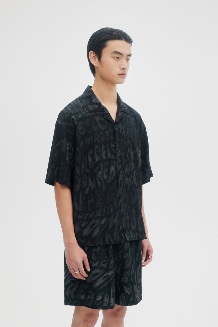 Domrebel WAVES CAMP COLLAR SHIRT Black