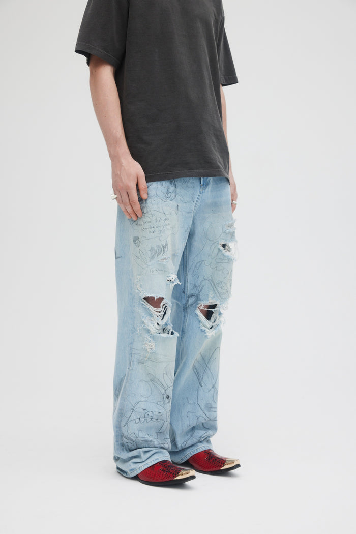 Domrebel XEROX BOOTCUT JEANS Light Blue