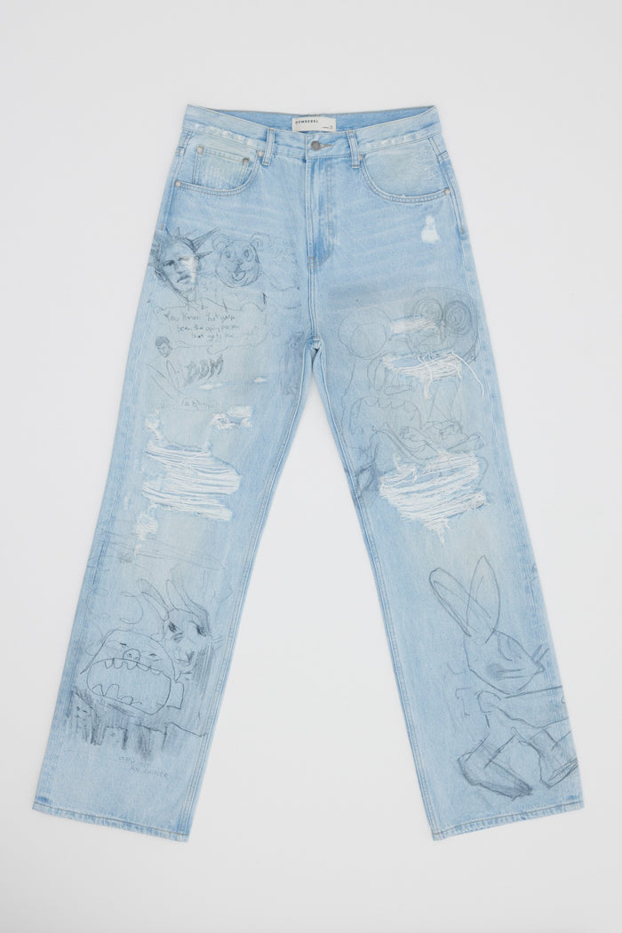Domrebel XEROX BOOTCUT JEANS Light Blue