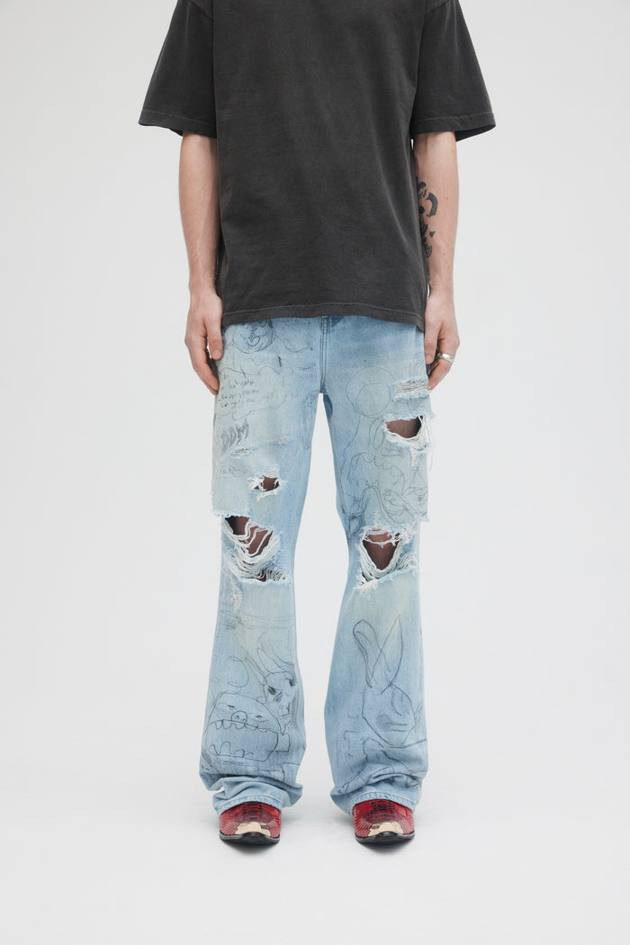 domrebel XEROX BOOTCUT JEANS Light Blue