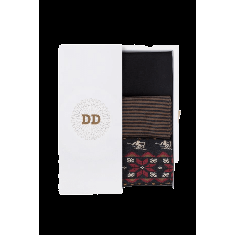doré doré Boite cadeau de 3 paires de chaussettes homme en coton - Gris anthracite