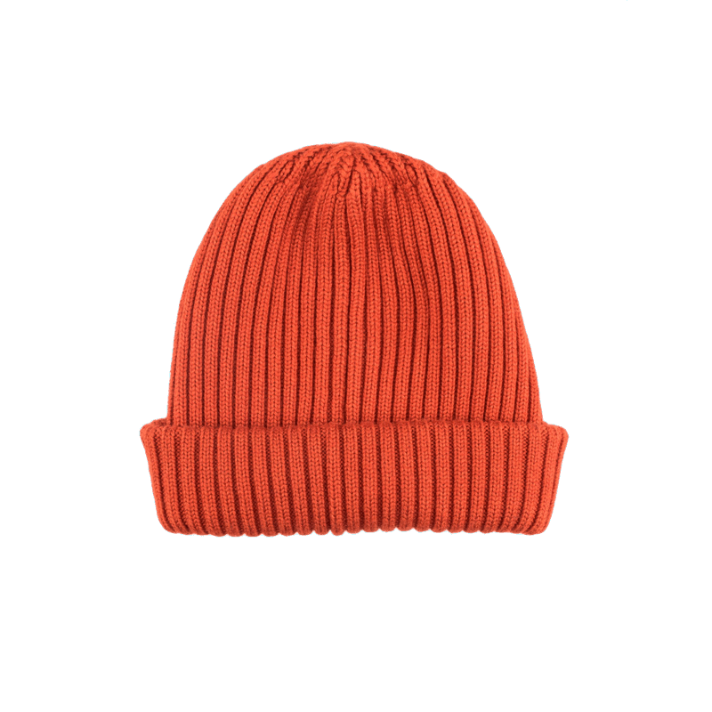 doré doré Bonnet à côtes unisexe en laine soie et cachemire - Orange minium