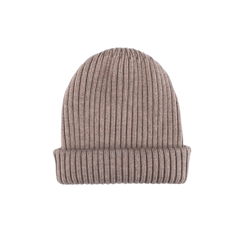 doré doré Bonnet à côtes unisexe en laine soie et cachemire - Beige Sahara