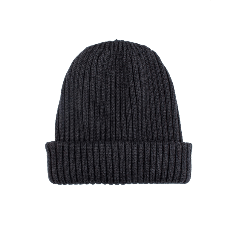 doré doré Bonnet à côtes unisexe en laine soie et cachemire - Gris anthracite