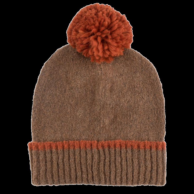 Doré Doré Bonnet à Pompon En Laine Polaire - Marron Et Orange
