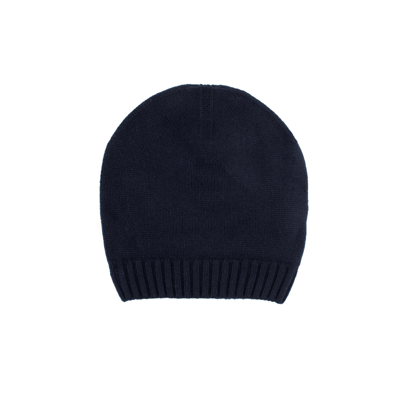 doré doré Bonnet en laine mérinos et cachemire - Bleu foncé