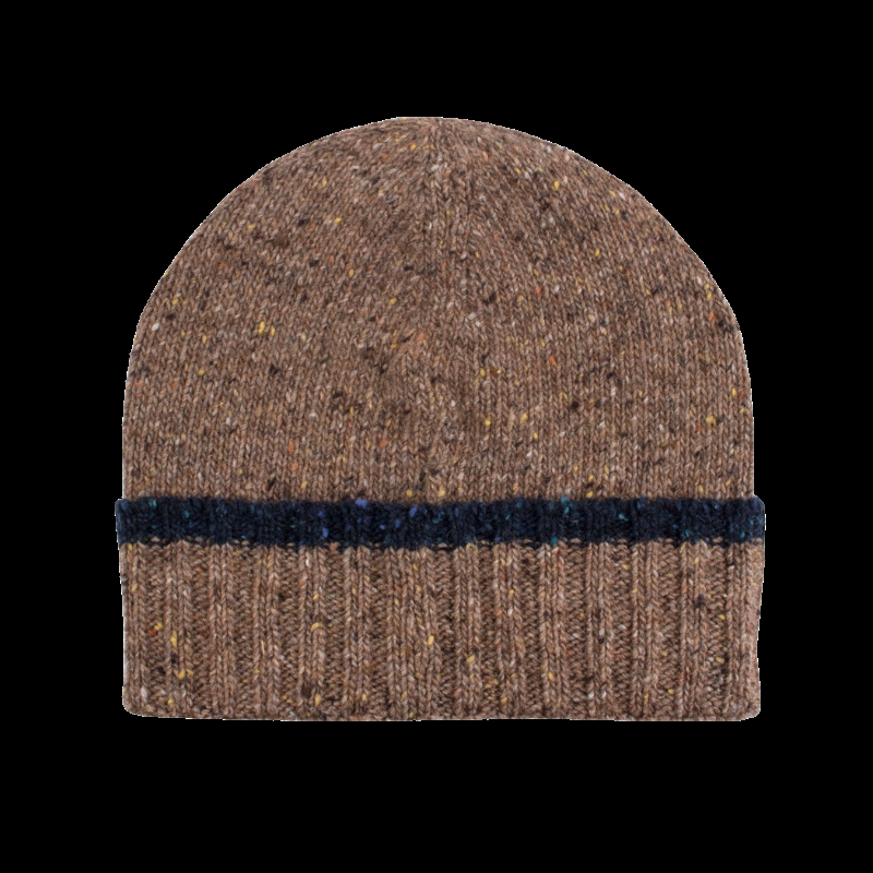 doré doré Bonnet unisexe en laine - Blanc Grive & Bleu foncé