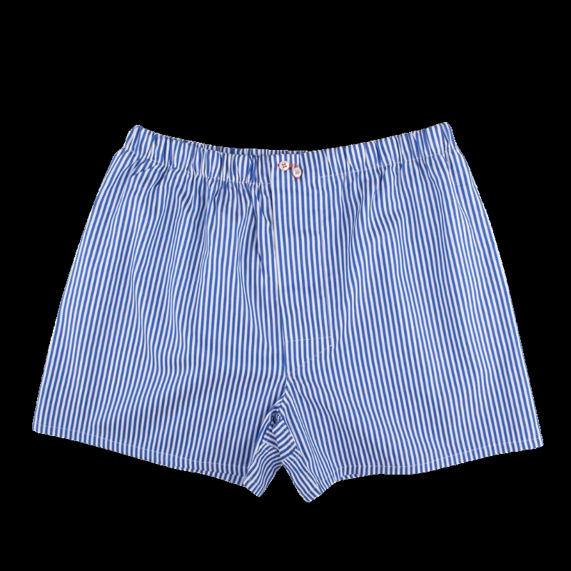doré doré Caleçon homme en coton à motif - Bleu armée & Écru