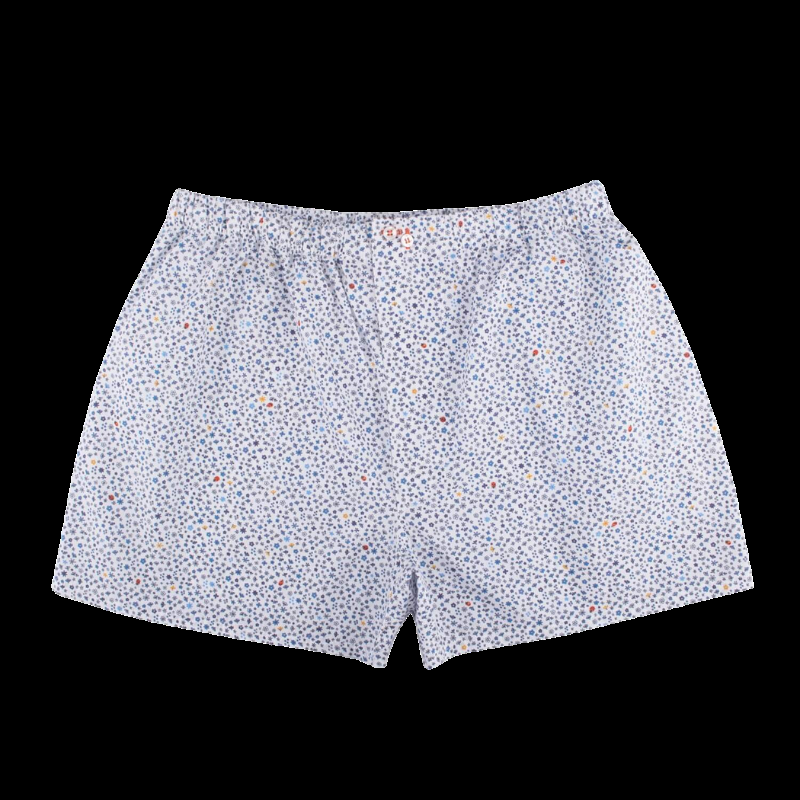 doré doré Caleçon homme en coton à motif - Bleu Bassin & Rouge Ponceau