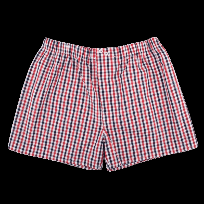 doré doré Caleçon homme en coton à motif - Bleu marine foncé & rouge pommard