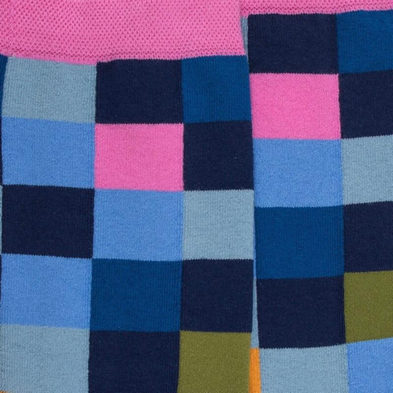 Doré Doré Chaussette Femme à Carreaux En Coton - Bleu Voilier & Gris Connemara