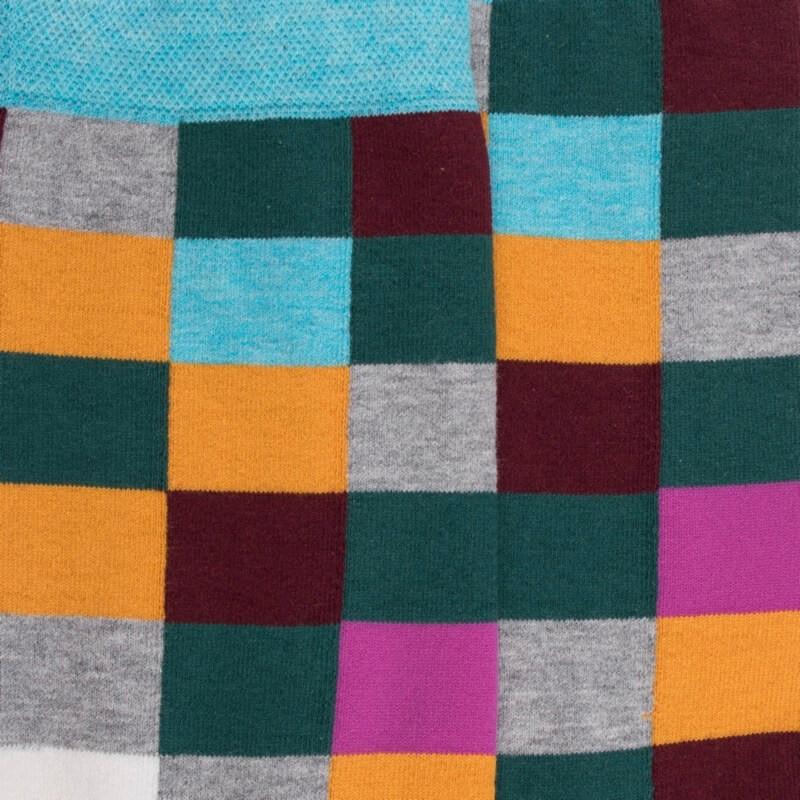 Doré Doré Chaussette Femme à Carreaux En Coton - Vert Saule & Gris Rocheux