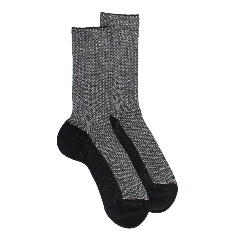 doré doré Chaussette laine Angora et lurex brillant - Noir