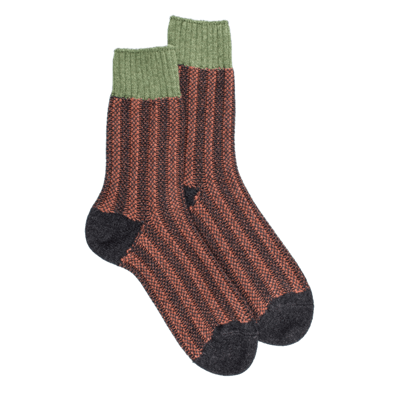 Doré Doré Chaussettes à Côtes Pour Femmes En Laine Vierge De Riz Viscose Et Cachemire - Gris Anthracite