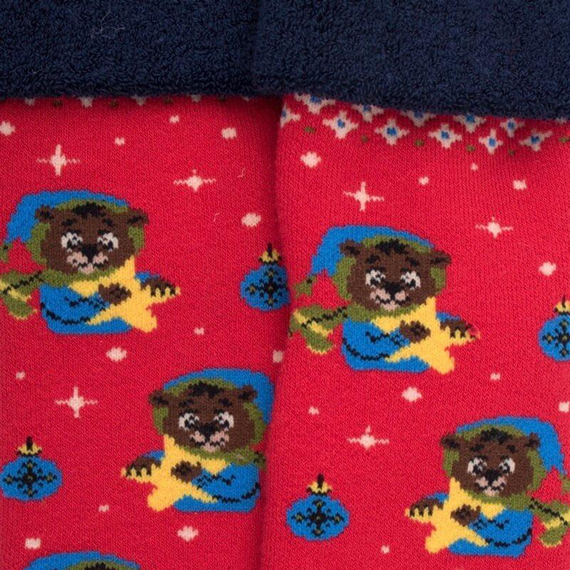 Doré Doré Chaussettes Anti-dérapantes Enfant En Coton à Motif Nounours - Rouge Ponceau