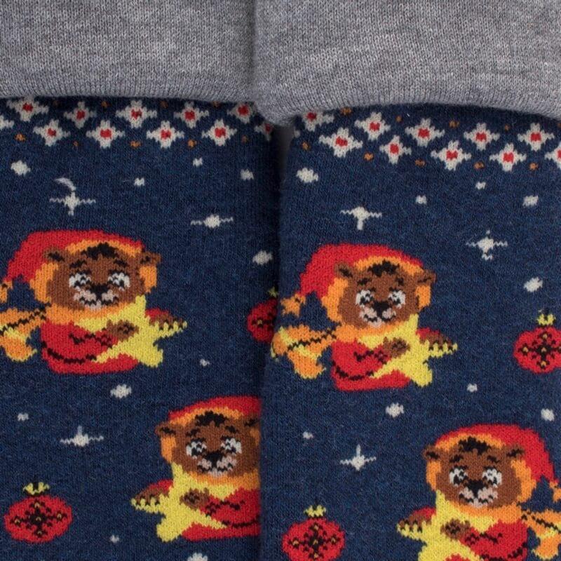 Doré Doré Chaussettes Anti-dérapantes Enfant En Coton à Motif Nounours - Bleu Caban