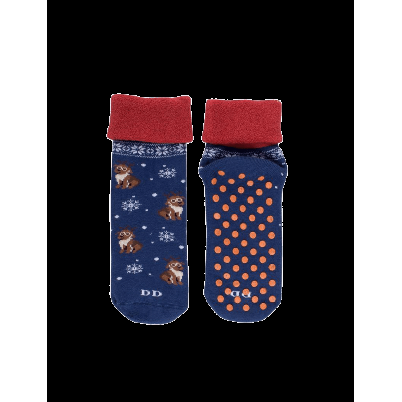 doré doré Chaussettes anti-dérapantes fantaisie motifs chien et neige