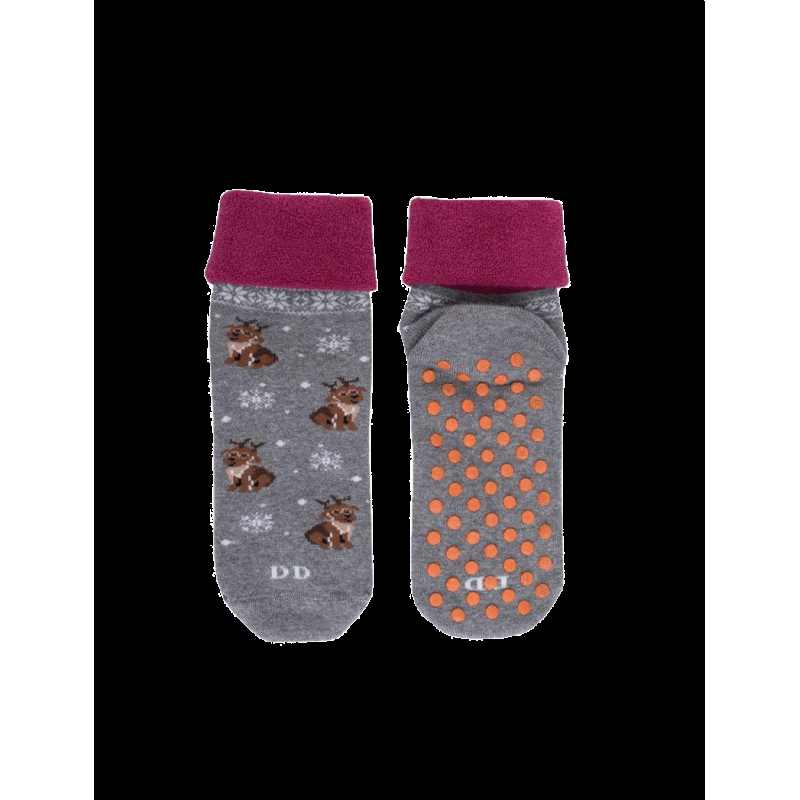 doré doré Chaussettes anti-dérapantes fantaisie motifs chien et neige