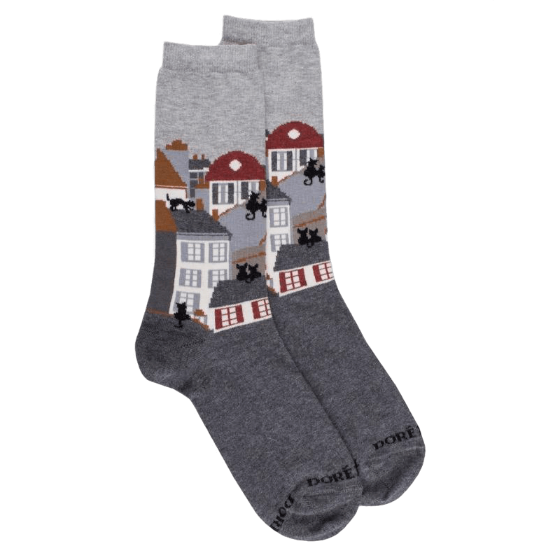 doré doré Chaussettes avec chats sur les toits de Paris