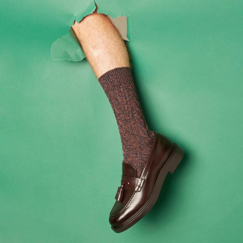 Doré Doré Chaussettes Chinées Avec Torsades En Coton Recyclé