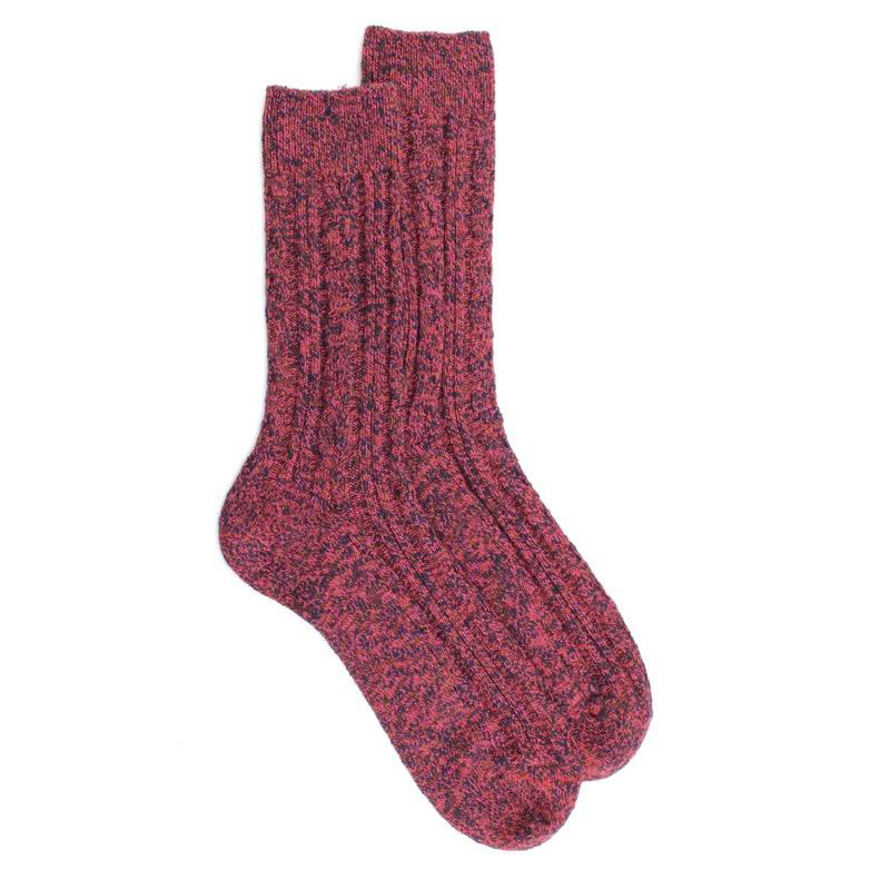 doré doré Chaussettes chinées avec torsades en coton recyclé - Framboise