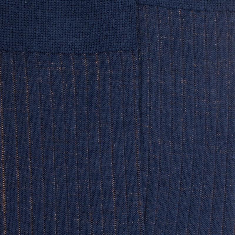 Doré Doré Chaussettes Côtelé Bicolores Homme En Laine Et Coton Doux - Bleu Caban & Marron Faon