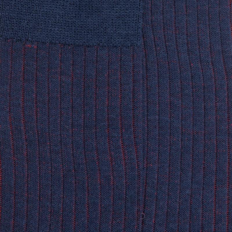 Doré Doré Chaussettes Côtelé Bicolores Homme En Laine Et Coton Doux - Bleu Caban & Rouge Brique