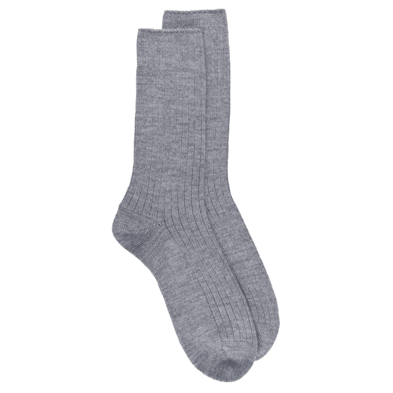 doré doré Chaussettes côtelées en laine Mérinos épaisse - Gris oxford